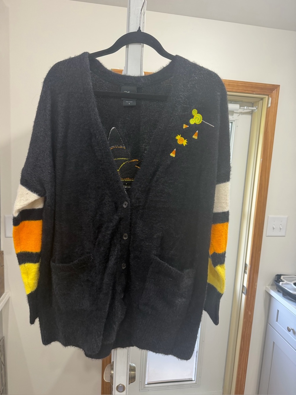 Disney torrid Black Cardigan with Yellow & Orange Sleeve Stripes